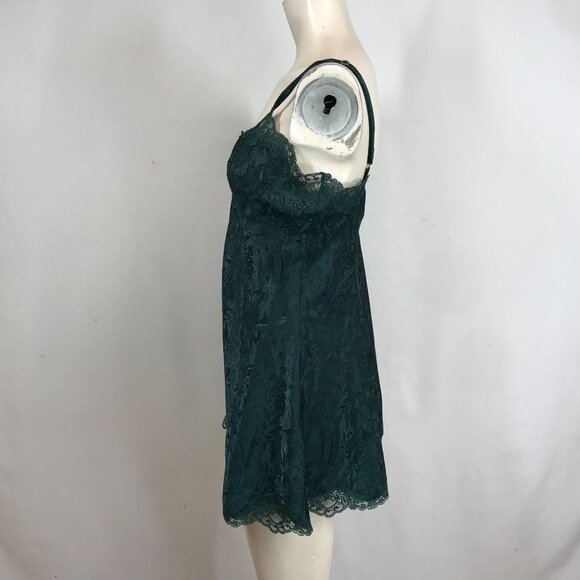 VICTORIA'S SECRET - WOMEN'S MEDIUM - DEEP GREEN LACE TEDDY LINGERIE GOLD LABEL - Picture 6 of 7